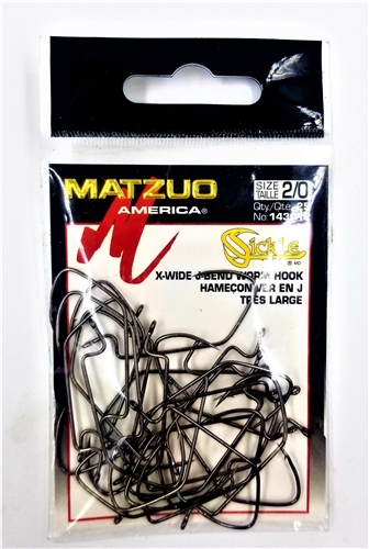 QTY 50 Hooks 2 Packs of Matzuo Sickle X-Wide J-Bend Worm Hook Size 1/0 
